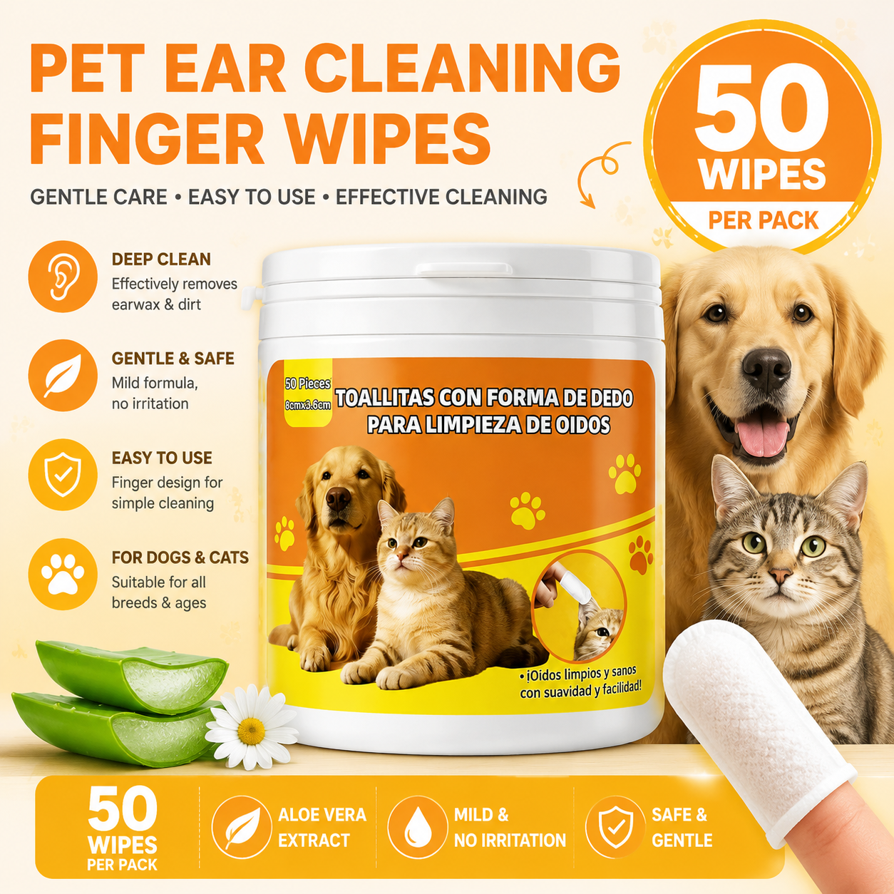 Pet Ear Cleaning Finger Glove