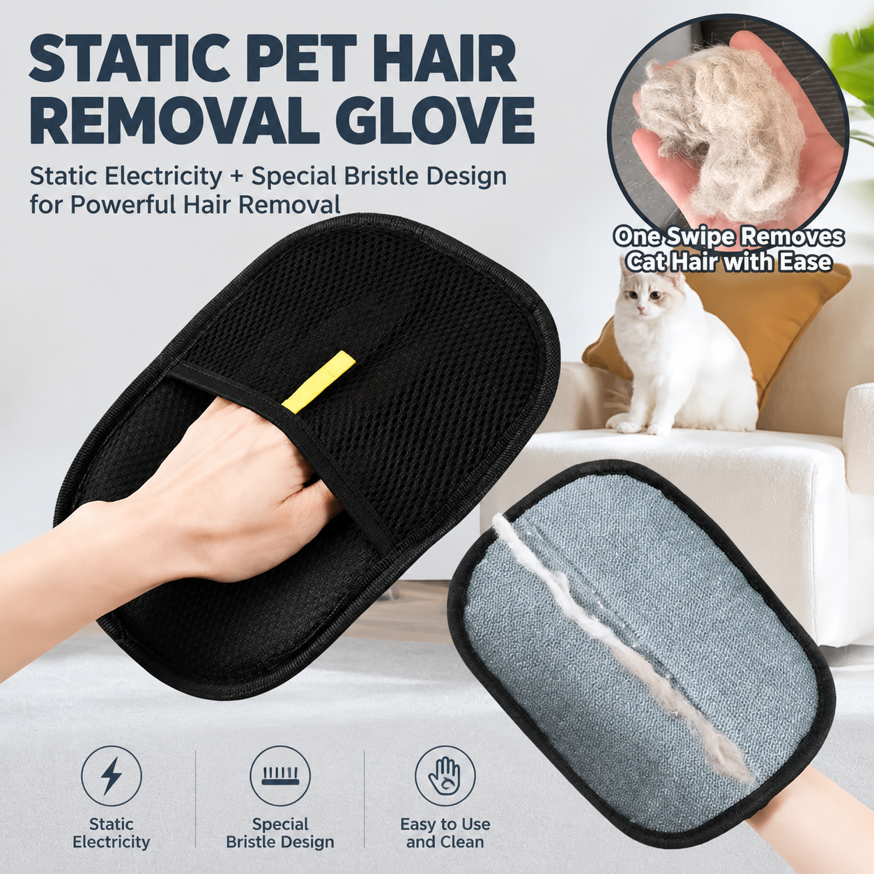 Electrostatic Pet Hair Removal Glove