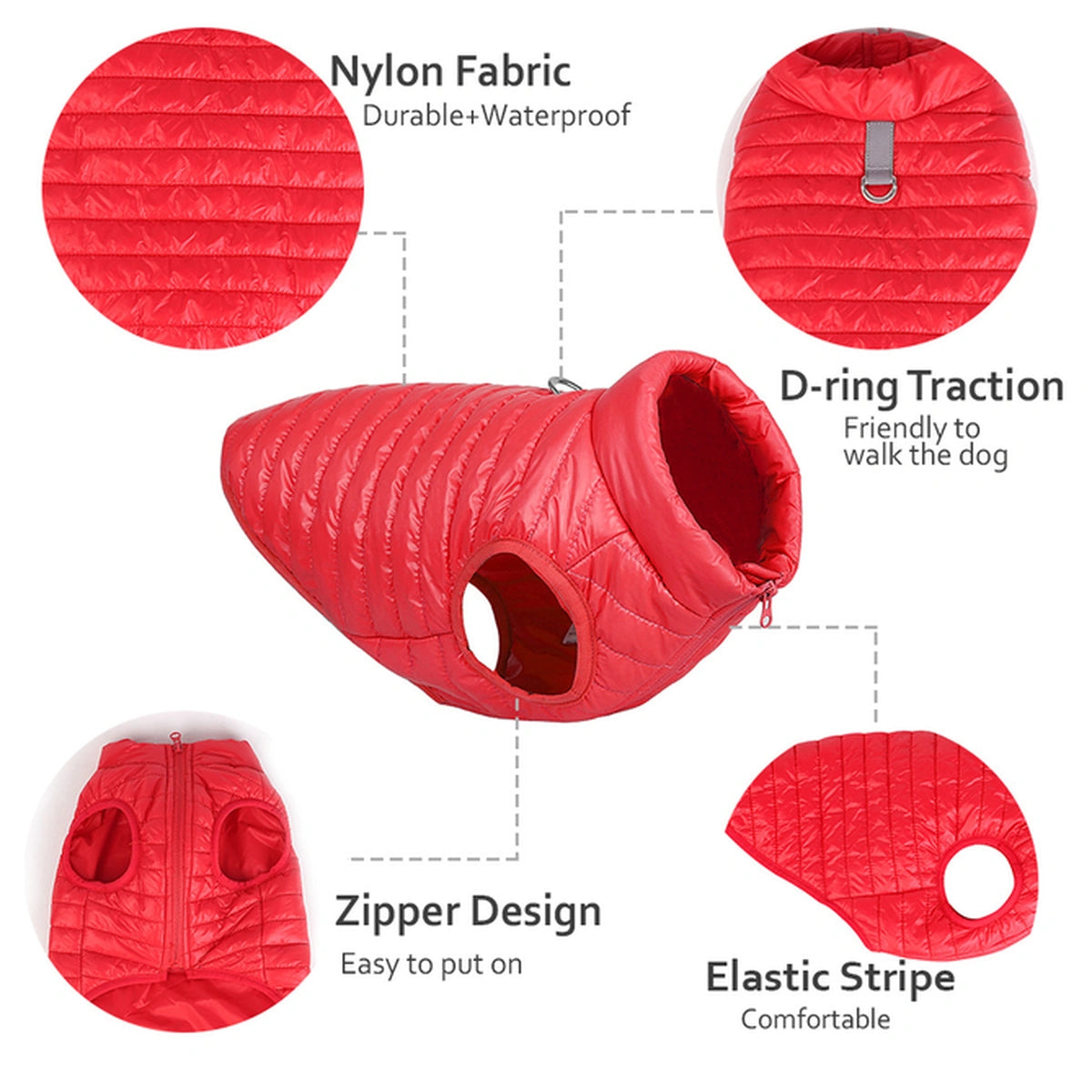 Water-Resistant Dog Puffer Vest