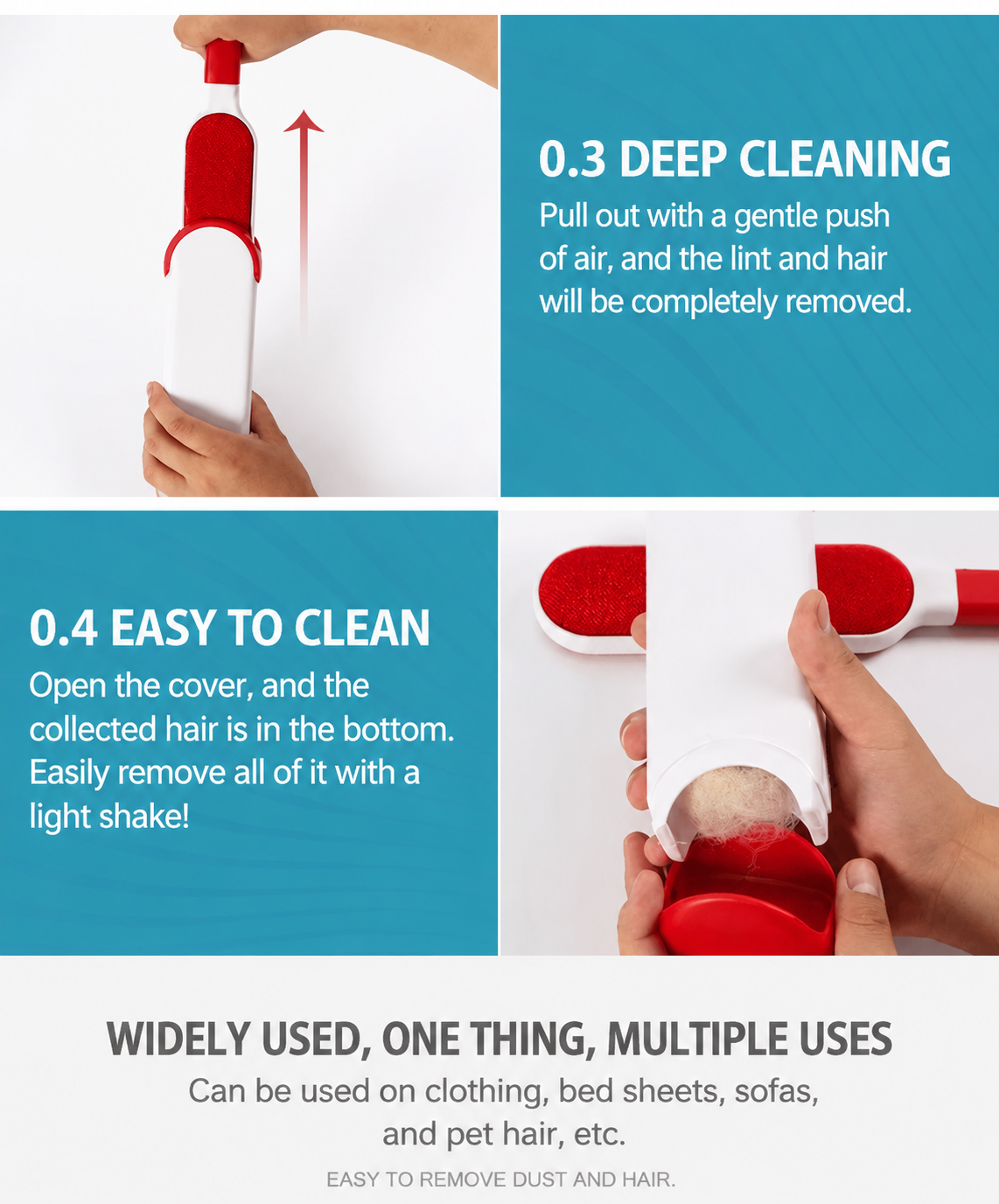 Reusable Pet Hair Remover Brush（Foldable Version）